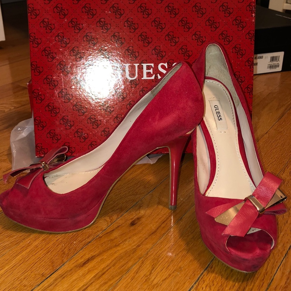 Red Suede Guess Heels
